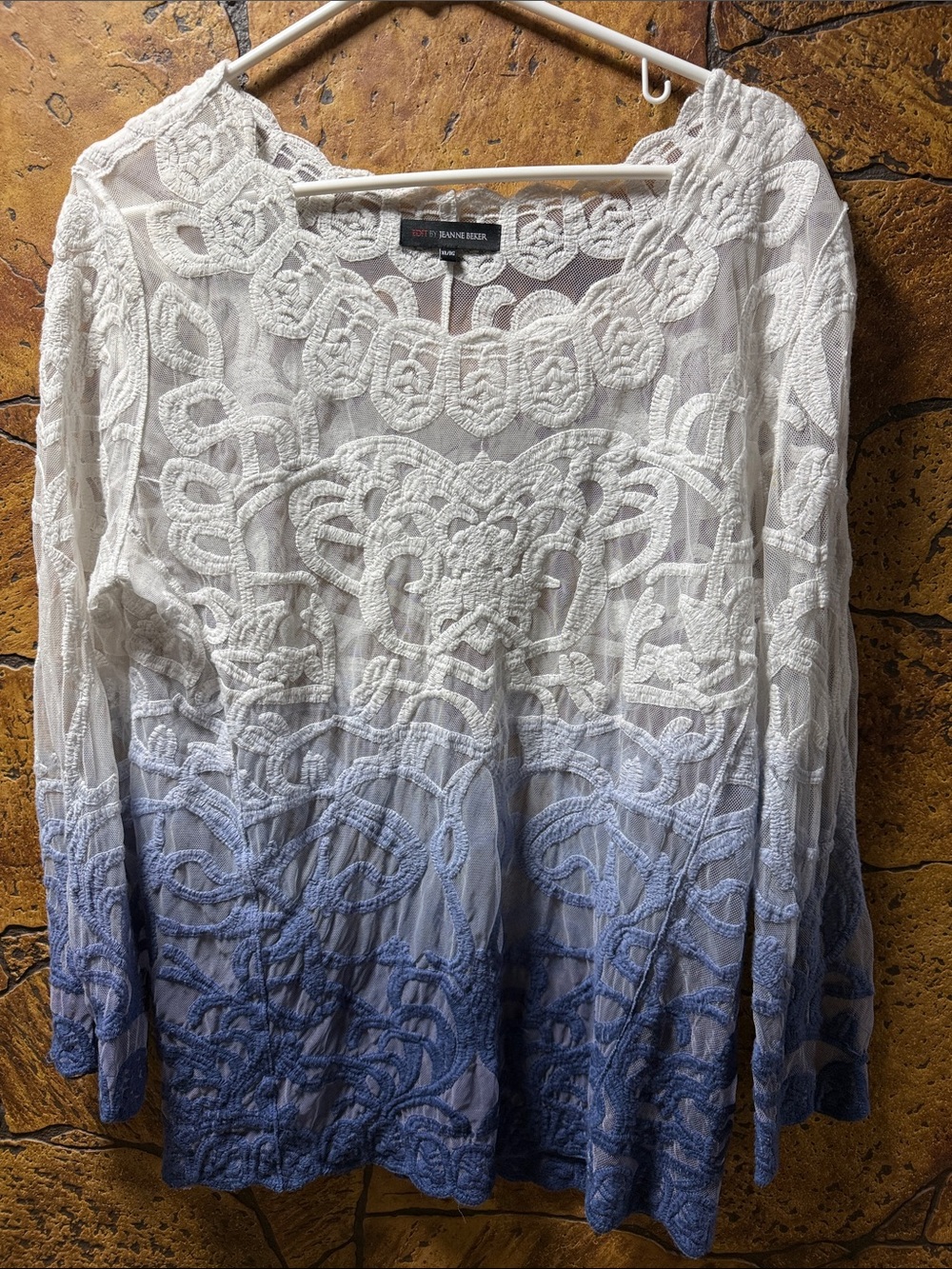 Edit by Jeanne Beker White Lace Overlay Top P2P 21” length 30”